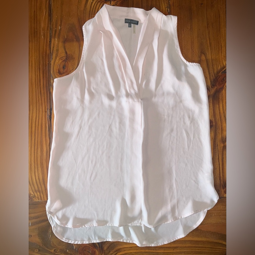 VINCE CAMUTO Semi Sheer Pink Women's Sleeveless Top, Size Small
